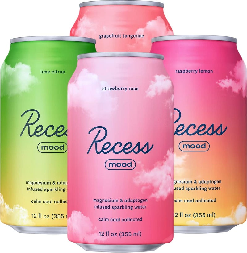 Recess Mood Magnesium Supplement Drink Calming Beverage, 12 Ounce, Pack of 12 (Variety Pack, 12 Pack) *New Flavors* - Image 1